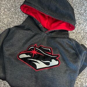 Colosseum Gray and Red Hoodie with Athletic Logo